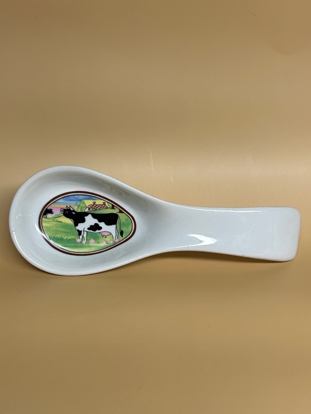 VINTAGE ARTMARK CERAMIC COW THEMED 7.5” KITCHEN SPOON REST SPOONREST